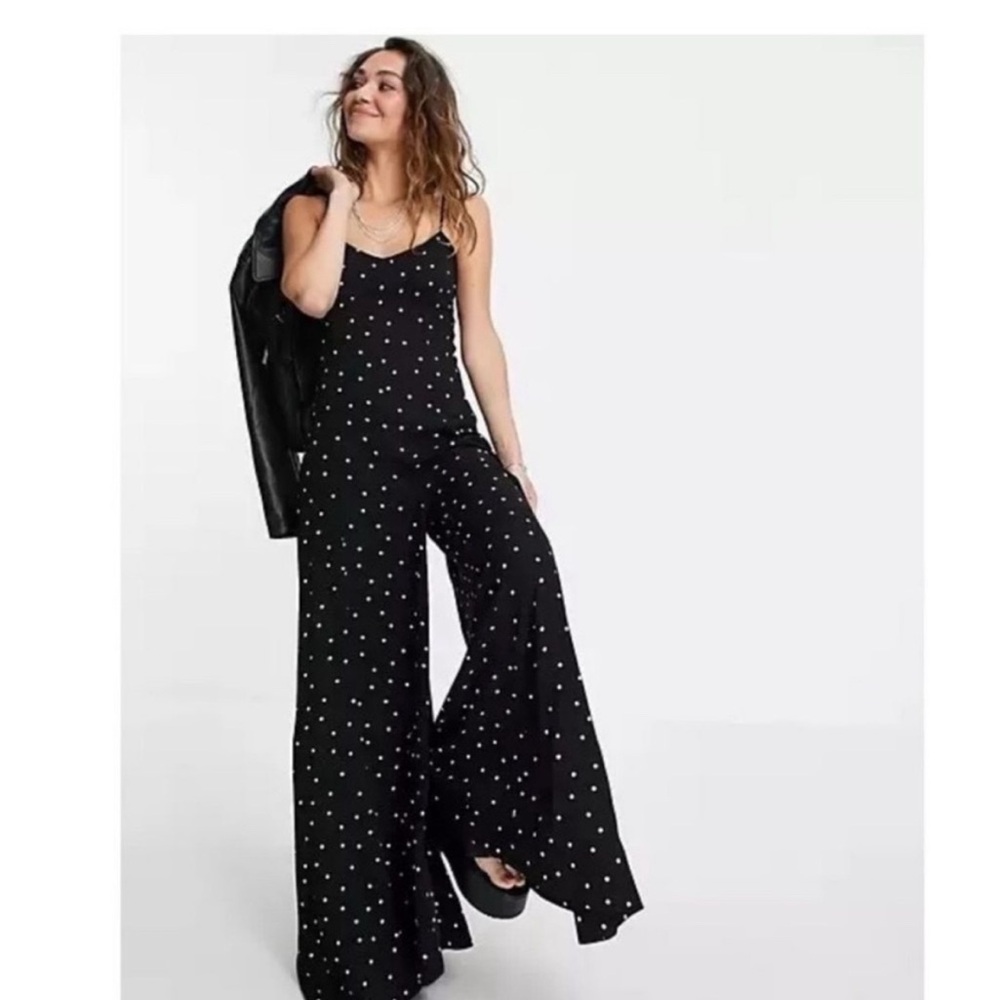 Free People Black and White Polka Dot Jumpsuit